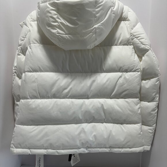 CALVIN KLEIN Hooded Puffer Coat/Jacket; Color: White; Size: Medium (M) - Picture 4 of 4